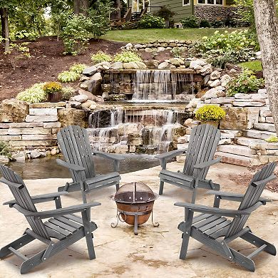 Folding Adirondack Chair Set of 2, Pre-Assembled Backrest for Patio & Garden