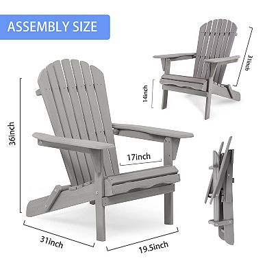 Folding Adirondack Chair Set of 2, Pre-Assembled Backrest for Patio & Garden