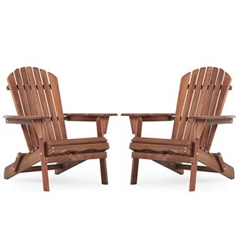 Folding Adirondack Chair Set of 2, Pre-Assembled Backrest for Patio & Garden