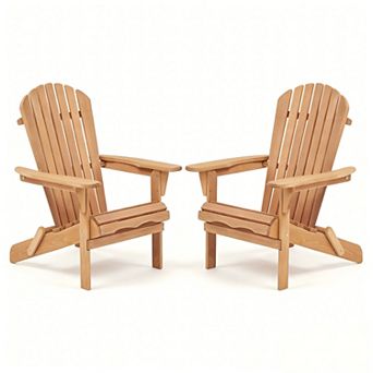 Folding Adirondack Chair Set of 2, Pre-Assembled Backrest for Patio & Garden