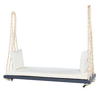 Whisen Patio Wooden Swing Chair with Cushion and Pillows