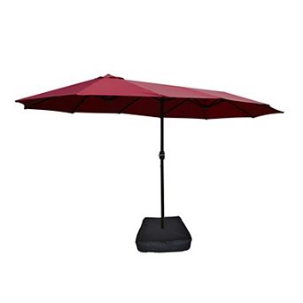 15x9ft Large Outdoor Patio Market Umbrella with Light and Base