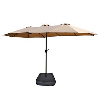15x9ft Large Outdoor Patio Market Umbrella with Light and Base