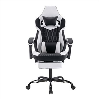 Racing Gaming Ergonomic Chair with Recline Back, Arms, Footrest and Massaging Lumbar