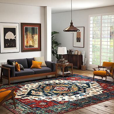 5x7ft Boho Washable Vintage Area Rug, Ultra Soft Non-Slip Carpet