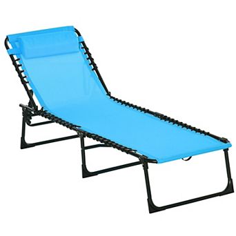 Folding Outdoor Chaise Lounge with 4 Recline Positions & Removable Pillow