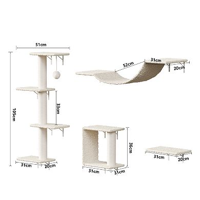 Whisen 4-Piece Wall-Mounted Cat Tree
