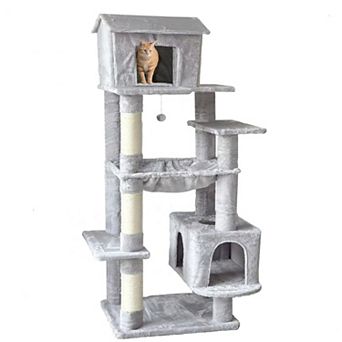 Whisen Cat Tree with Cat House, Hammock, Scratching Posts