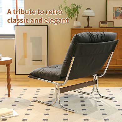 High-Back Accent Chair with Metal Legs