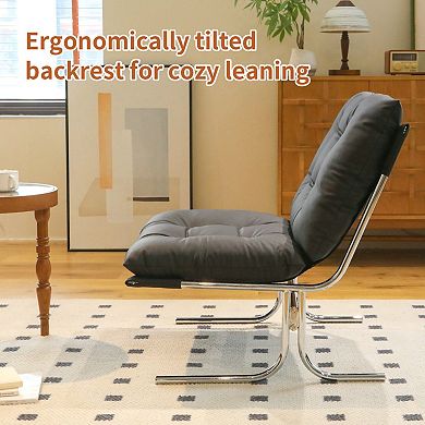 High-Back Accent Chair with Metal Legs