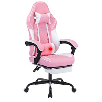 Adjustable High-Back Gaming Chair with Massage Lumbar Pillow and Footrest