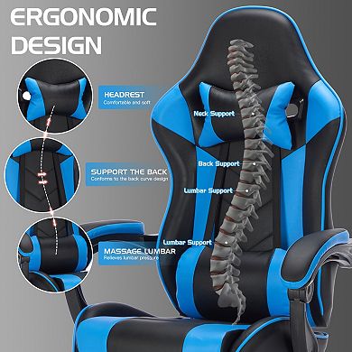 Adjustable Gaming Chair Ergonomic Computer Chair with Footrest, Headrest and Lumbar Support