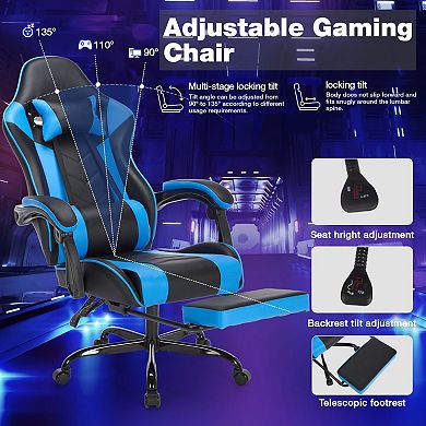 Adjustable Gaming Chair Ergonomic Computer Chair with Footrest, Headrest and Lumbar Support