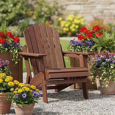 Oversized Adirondack Chair with Pre-Assembled Back, Heavy-Duty Folding Patio Chair