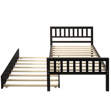 Whisen Twin Size Platform Bed with Trundle