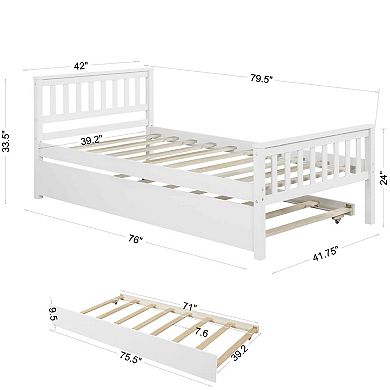 Whisen Twin Size Platform Bed with Trundle