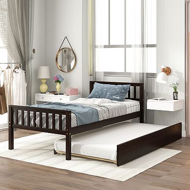 Whisen Twin Size Platform Bed with Trundle