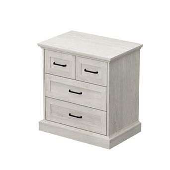 Grey Wood-Grain 4-Drawer Dresser Retro Chest of Drawers Storage Cabinet as Nightstand/End Table