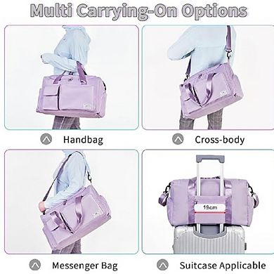 Women's Gym Duffle Bag with Shoes Compartment, 37L Capacity, for Travel Gym Sports Duffel Weekender