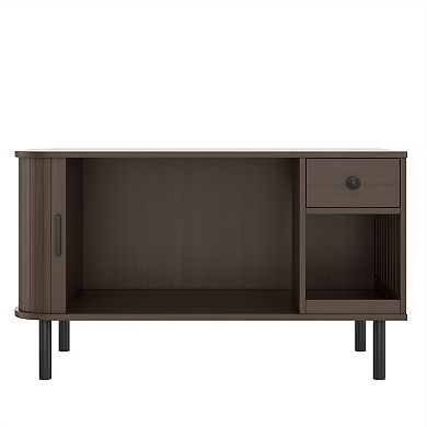 Whisen 37.4" Cat Litter Box Enclosure with Sliding Door, Storage Drawer and Charging Station