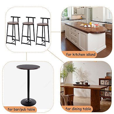 Bar Stool Set of 3 with Metal Frame