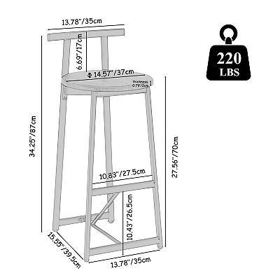 Bar Stool Set of 3 with Metal Frame
