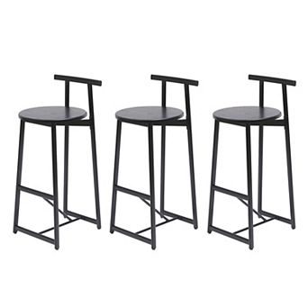 Bar Stool Set of 3 with Metal Frame
