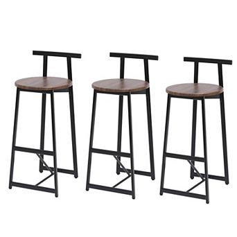 Bar Stool Set of 3 with Metal Frame
