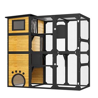 Whisen 4 tier Cat Catio, Cat House with Platforms and Resting Rooms
