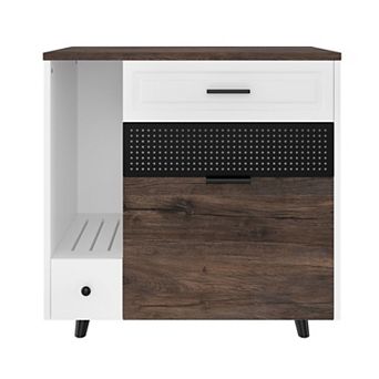 Whisen 31.8" Cat Litter Box Enclosure with 2 Drawers and Door