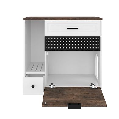 Whisen 31.8" Cat Litter Box Enclosure with 2 Drawers and Door