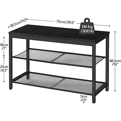 29.5 inches 3-Tier Shoe Rack with Mesh Shelves