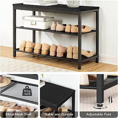 29.5 inches 3-Tier Shoe Rack with Mesh Shelves