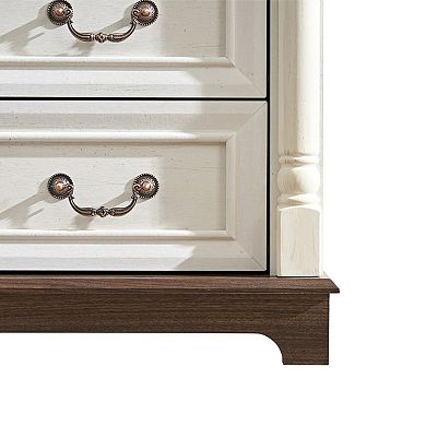 7 Drawer Bathroom Cabinet Chest with Wooden Base and Riser Trim