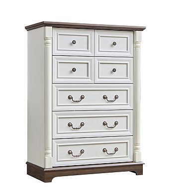 7 Drawer Bathroom Cabinet Chest with Wooden Base and Riser Trim