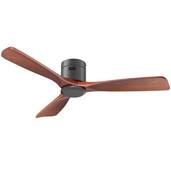 Akofun Flush Mount Ceiling Fan with Remote 52 Inch, DC Motor, 3 Wood Blades, 6-Speed, Timer