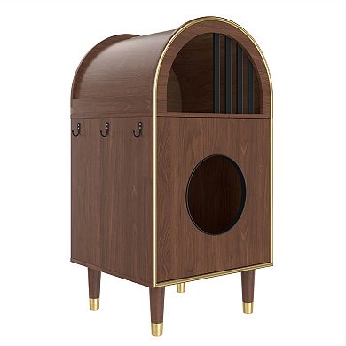 Whisen 2-in-1 Cat Litter Box Enclosure with Two-Level Cozy Haven