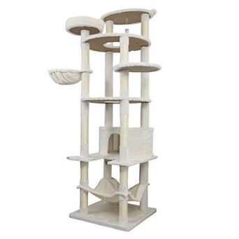 Whisen Cat Tree with Wide Base, 12 Sisal Scratching Posts, Hammock, Top Platform
