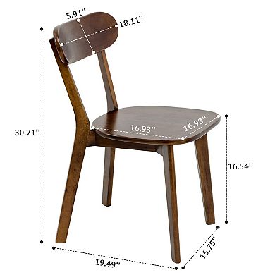 Mid Century Dining Chairs Set of 2 with Curved Backrest & Adjustable Foot Pads