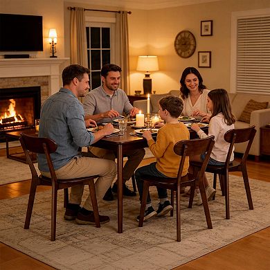 Mid Century Dining Chairs Set of 2 with Curved Backrest & Adjustable Foot Pads