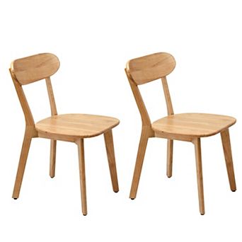 Mid Century Dining Chairs Set of 2 with Curved Backrest & Adjustable Foot Pads
