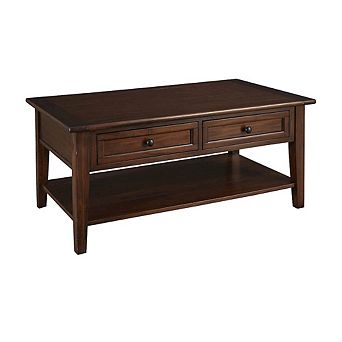 A-America Westlake 2 Drawer Cocktail Table, with Shelf, Cherry Brown