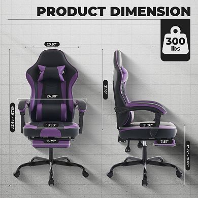 Ergonomic Gaming Chair - Recline Back, Arms, Footrest and Massaging Lumbar