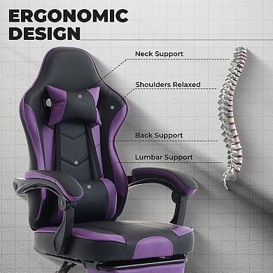Ergonomic Gaming Chair - Recline Back, Arms, Footrest and Massaging Lumbar