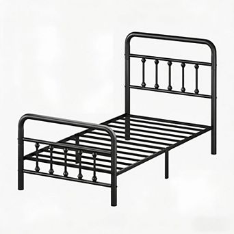 Lufeiya Twin/Full/Queen Metal Bed Frame with Headboard, Platform Bed, No Box Spring Needed