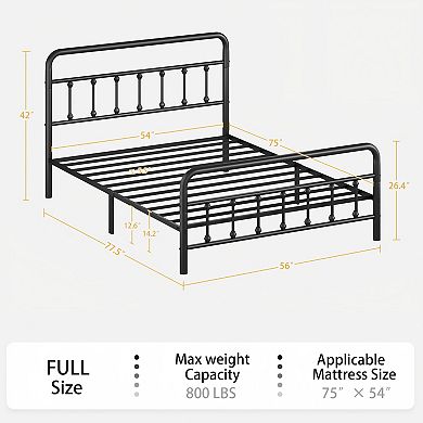 Lufeiya Twin/Full/Queen Metal Bed Frame with Headboard, Platform Bed, No Box Spring Needed