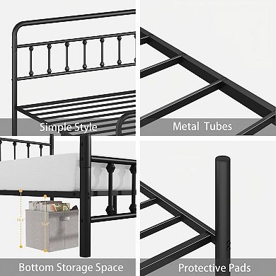 Lufeiya Twin/Full/Queen Metal Bed Frame with Headboard, Platform Bed, No Box Spring Needed
