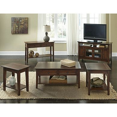 A-America Westlake End Table, with Shelf, Cherry Brown