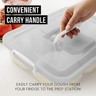 Chef Pomodoro Pizza Dough Proofing Box with Lid, 14 x 11-In, Fits 4-6 Proofing Balls (Grey, 2-Pack)