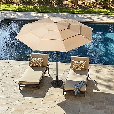 9 FT Patio Umbrella, Crank Handle, One-Button Tilt and 8 Reinforced Ribs, Khaki